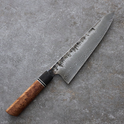 Gyuto 230mm 100 Layer Damascus Elm Burl – handle detail
