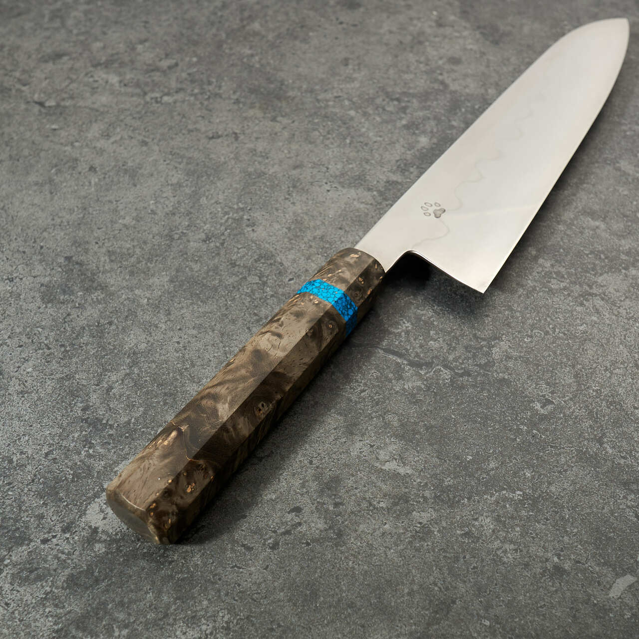 Isasmedjan Gyuto 230mm Honyaki 26c3 Black Ash & Turquoise - Handle