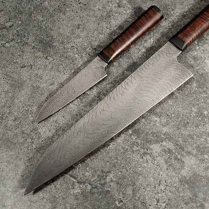 Martin Huber Gyuto 240mm & Petty 100mm "X" Mosaic Damascus Set - Profile
