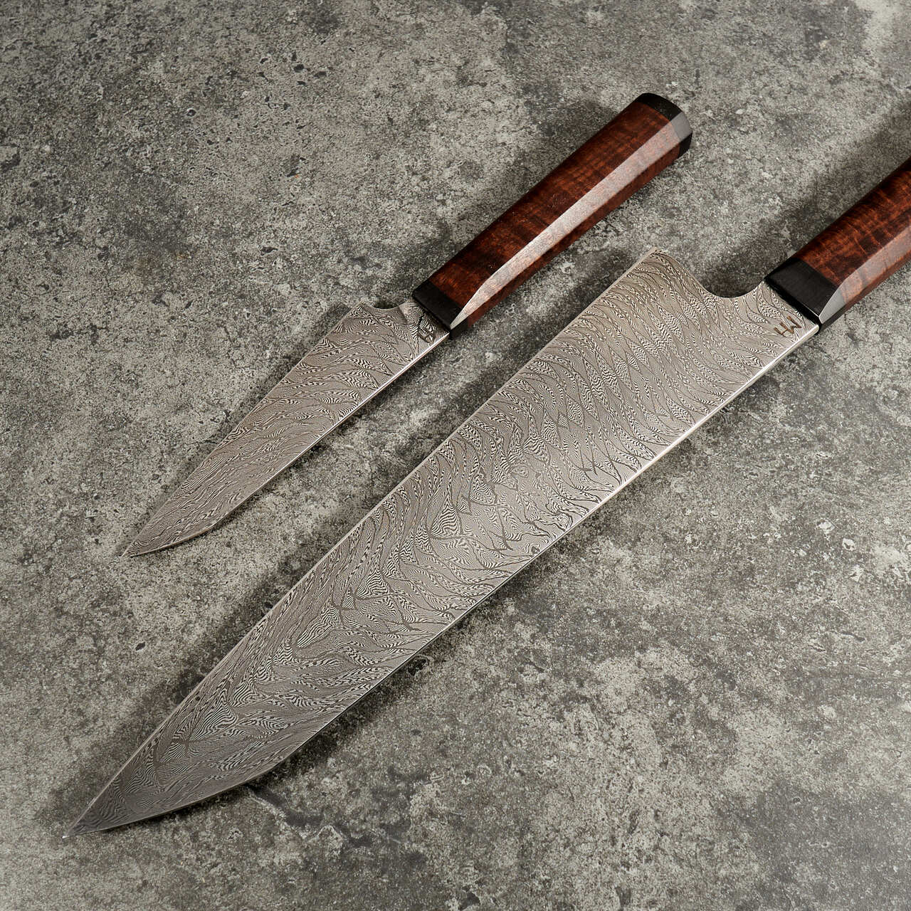 Martin Huber Gyuto 240mm & Petty 100mm "X" Mosaic Damascus Set - Profile