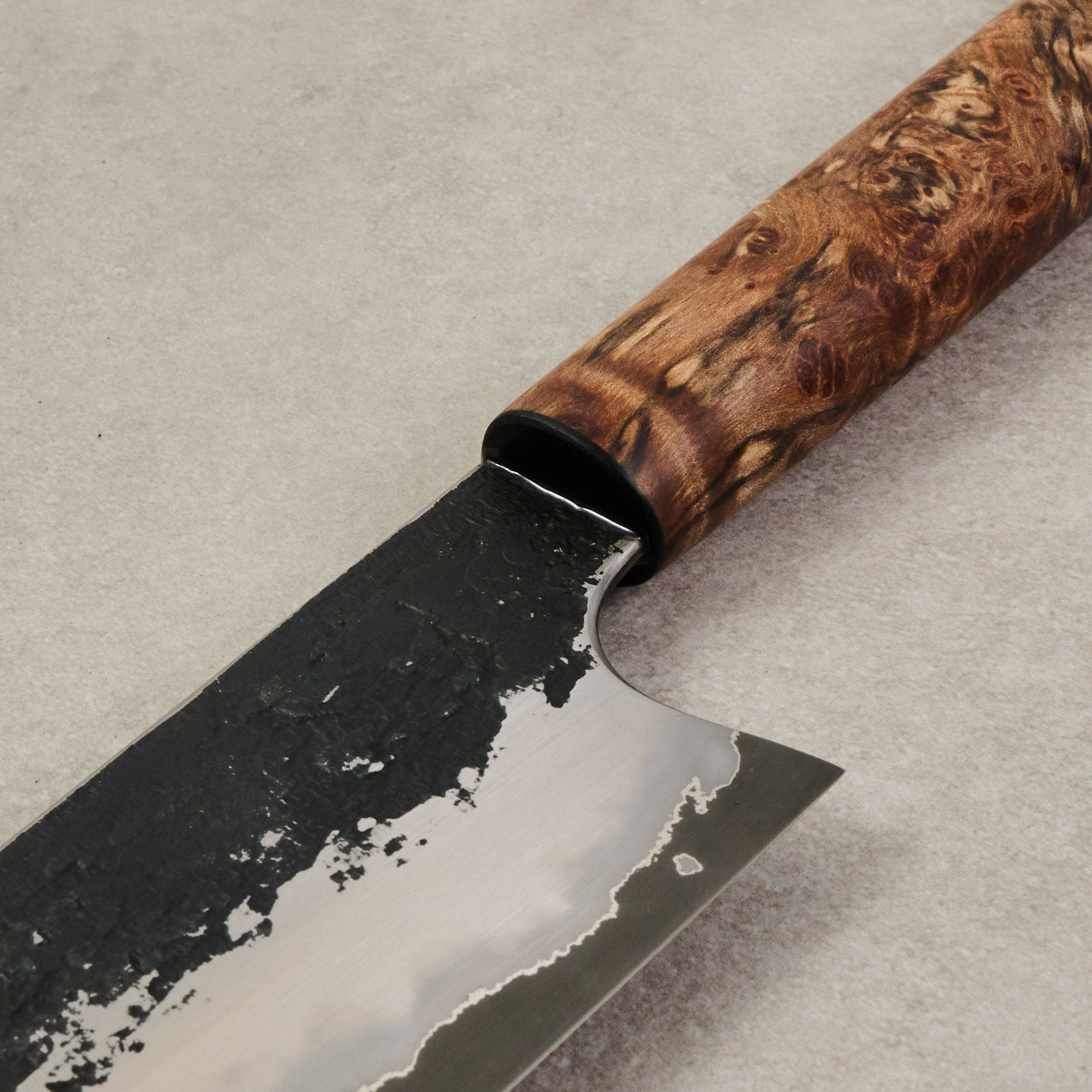 Hand-Forged Nakiri knife with Damascus blade. Cleaver Style