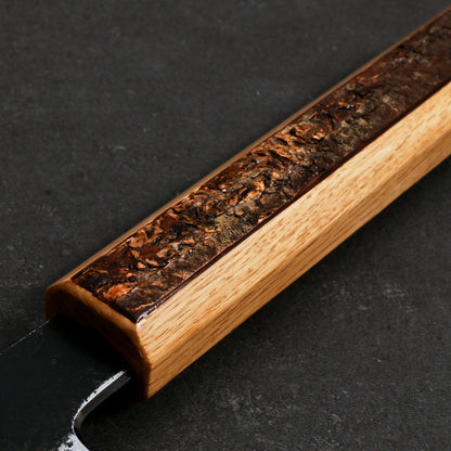 Gyuto 240mm B1D Aogami #1 Damascus Clad Cherry & Oak – blade close-up
