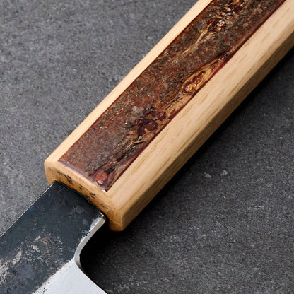 KoBunka 135mm B1D Aogami #1 Damascus Clad Cherry & Oak – blade close-up