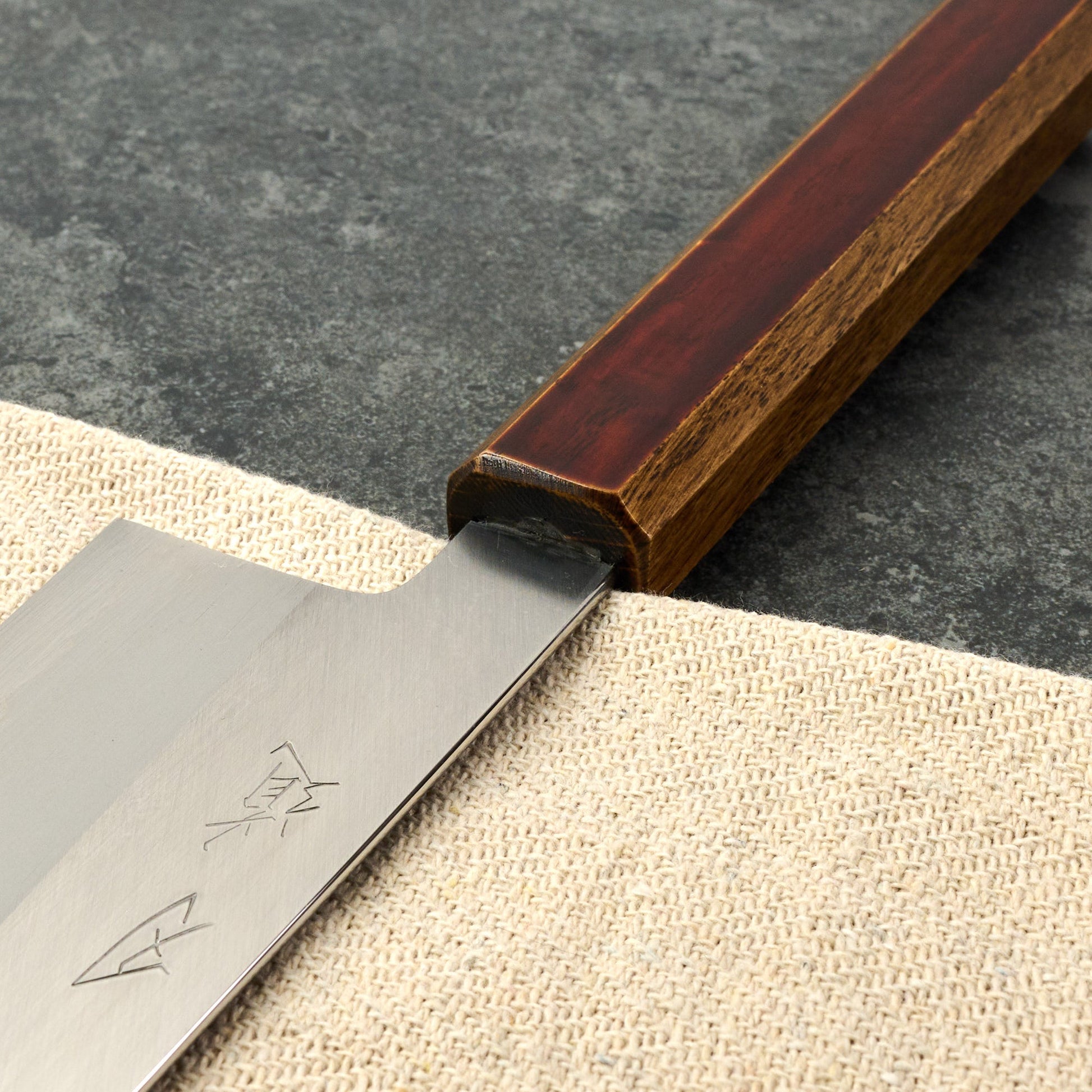 Gyuto 240mm Junpaku Shirogami #1 – blade close-up