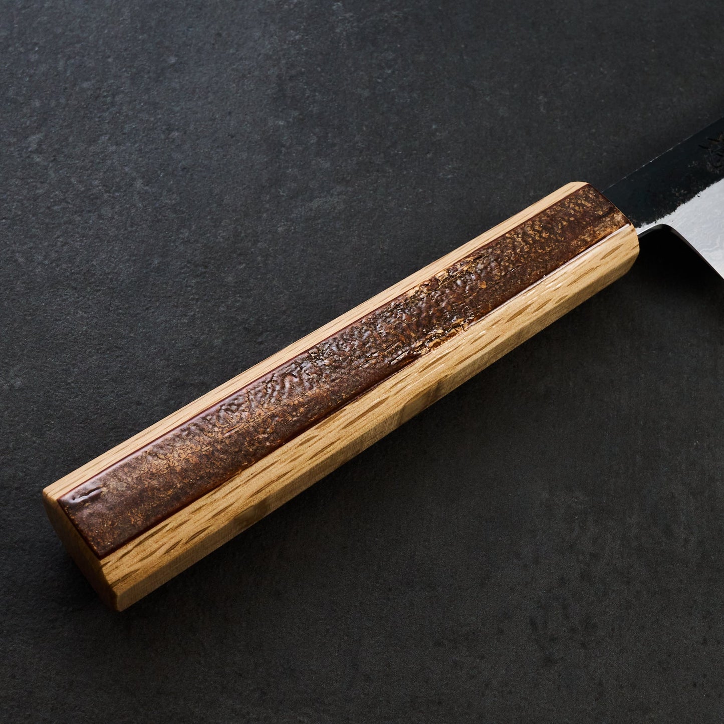 Sujihiki 270mm B1D Aogami #1 Damascus Clad Cherry & Oak – handle detail
