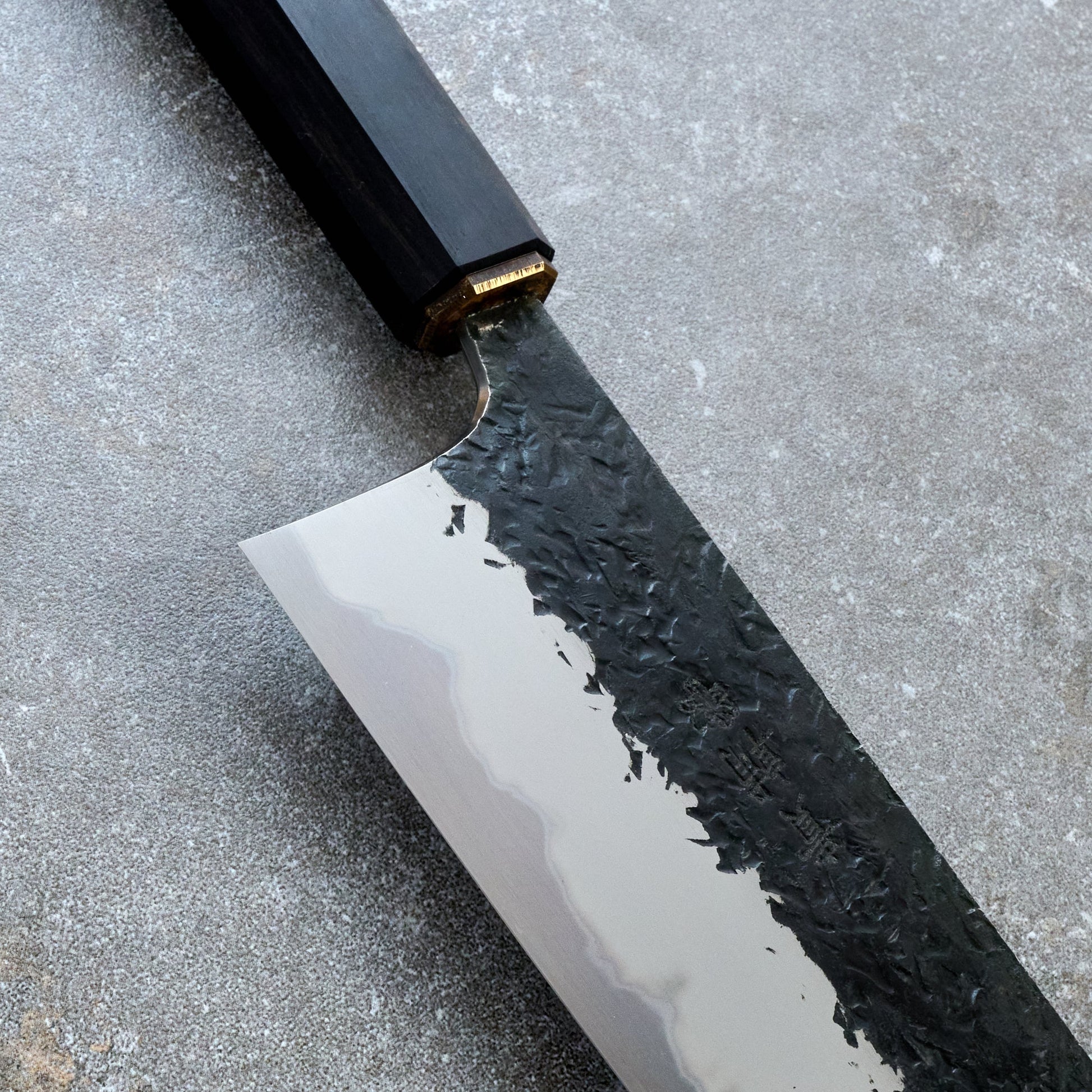 HADO X Manaka X Adonis | Bunka 170mm Blue #2 Warikomi Stainless Clad – side profile
