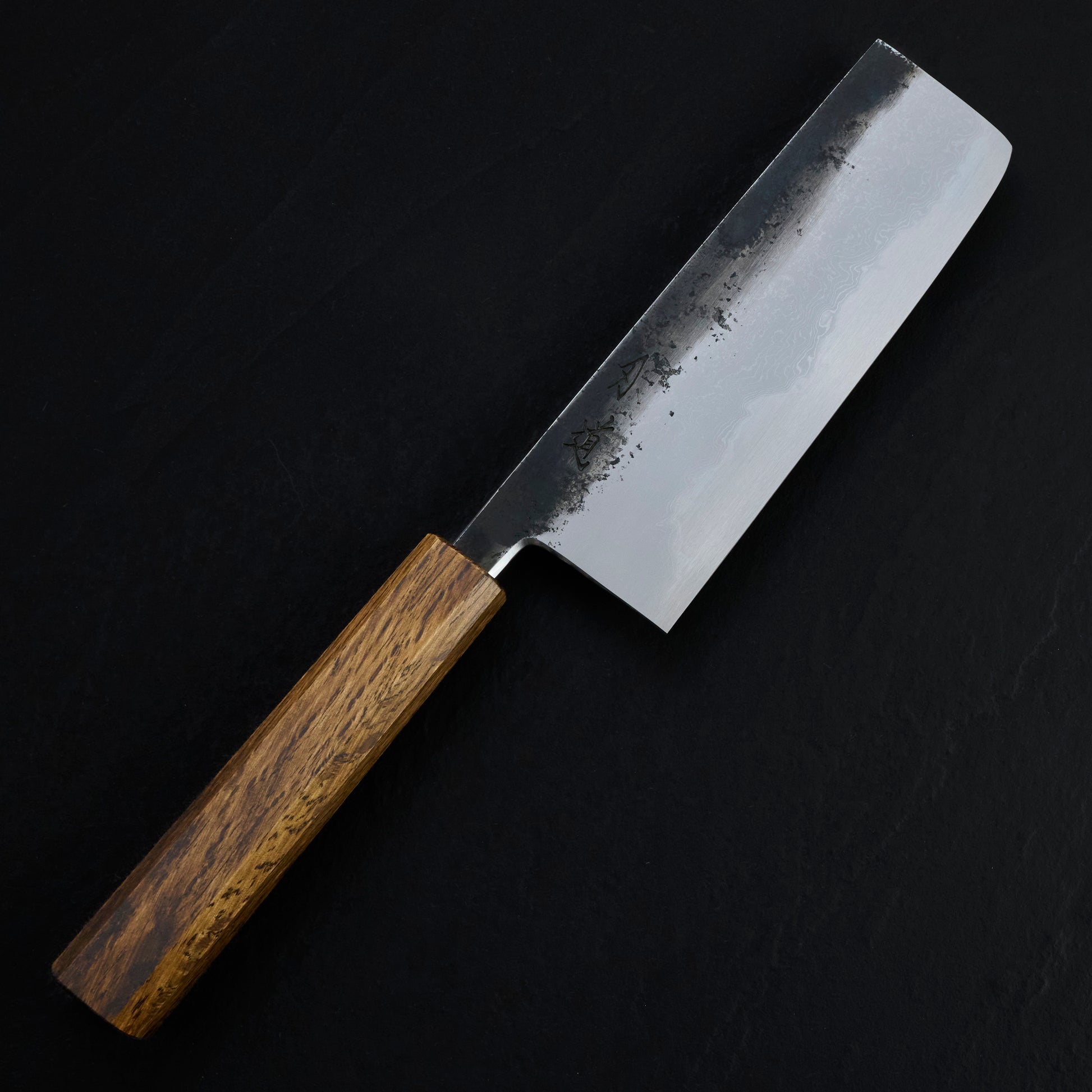 Nakiri 165mm B1D Aogami #1 Damascus Clad Black Oak