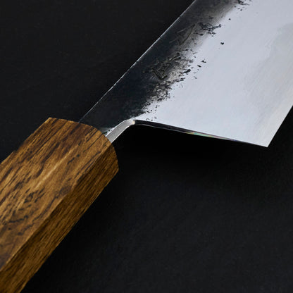 Nakiri 165mm B1D Aogami #1 Damascus Clad Black Oak – blade close-up