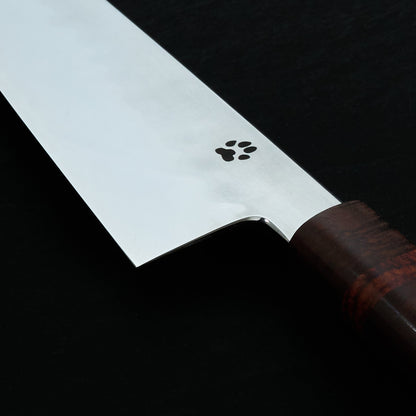 Isa Smedjan X Myojin Gyuto 245mm Spicy White, Gidgee & Rosewood – blade close-up