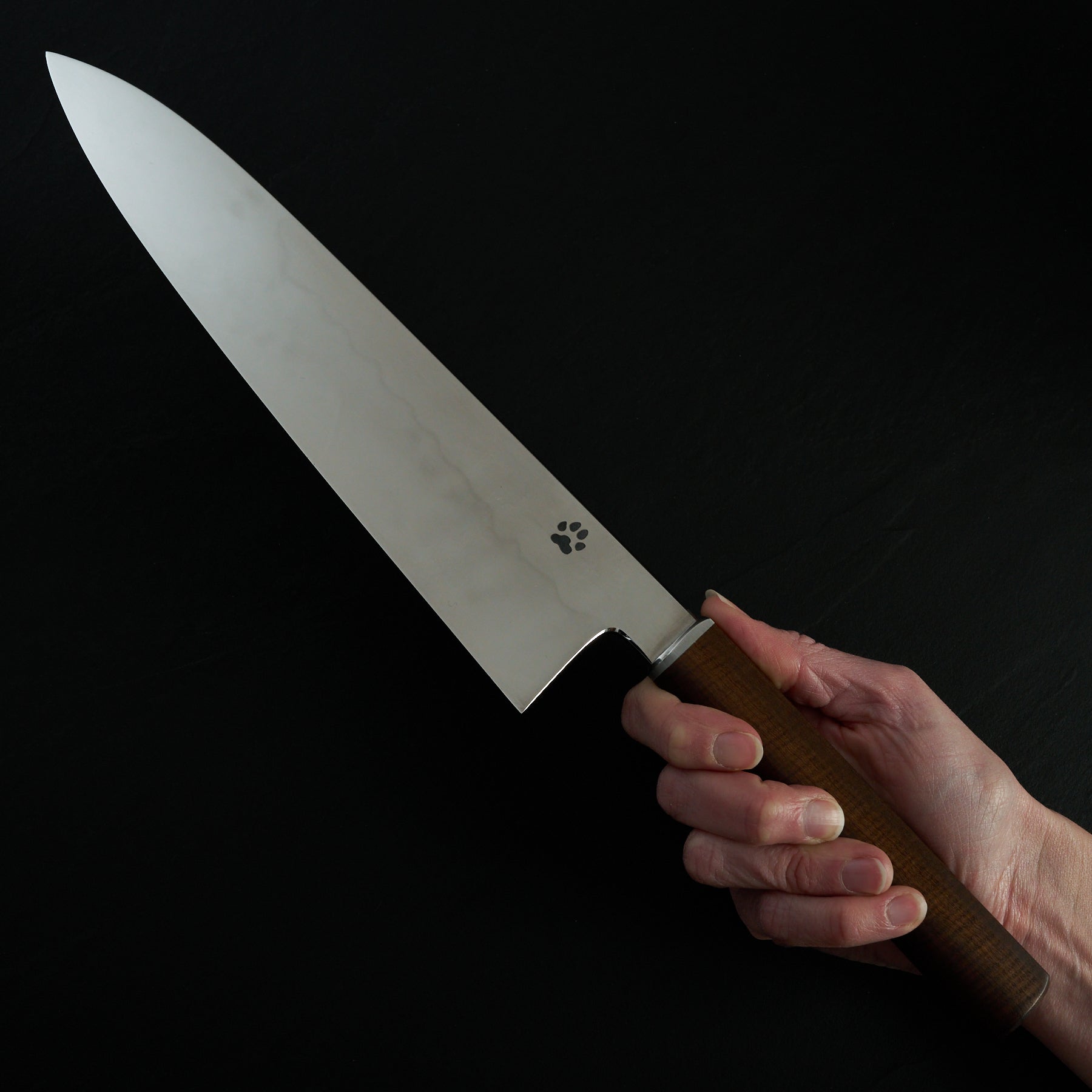 Isa Smedjan X Myojin Gyuto 245mm Spicy White, Western Myall & Stainless Steel – handle detail
