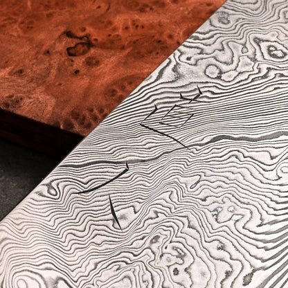 Isasmedjan X Naohito Myojin Gyuto 235mm Integral Damasteel – detail view