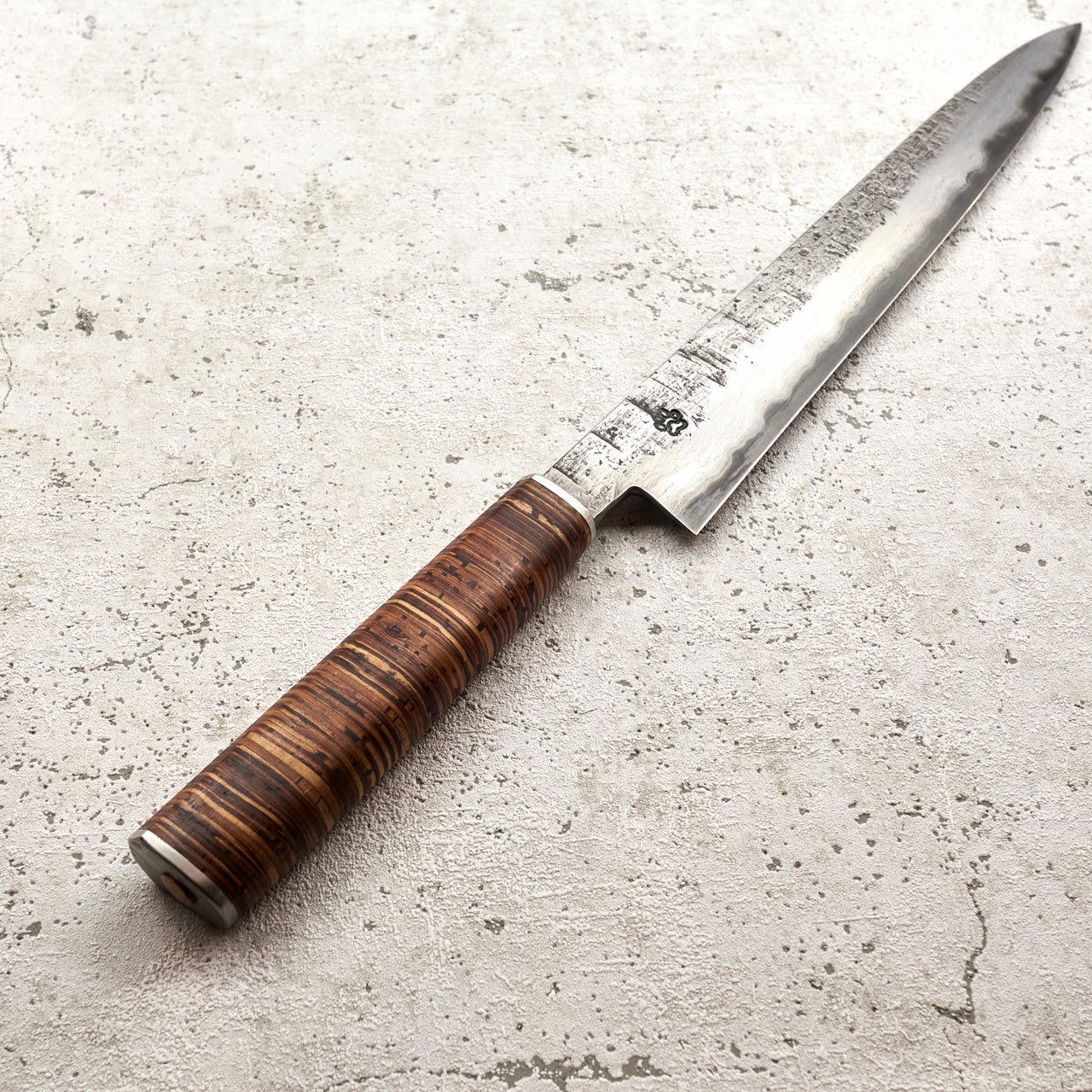 Isasmedjan Sujihiki 270mm Wrought Iron Clad - Birch Bark Handle - Handle