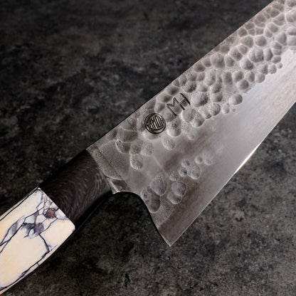 Kamon X Huber Gyuto 260mm Denty Blackout Full Tang – handle detail
