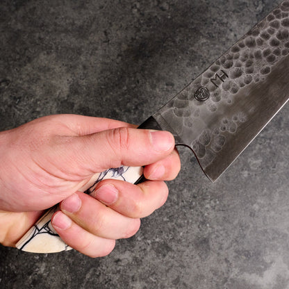 Kamon X Huber Gyuto 260mm Denty Blackout Full Tang – blade close-up