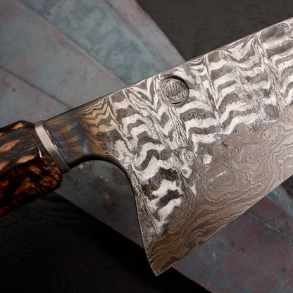 Kamon X Wild Deep Etched High Contrast Denty Gyuto 275mm – blade close-up