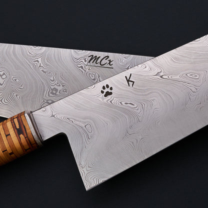 Johnsson × Krichbaum maker marks shown across two Björkmans Twist blades