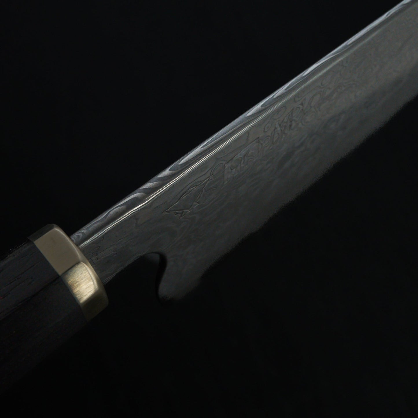 Gyuto 230mm Damasteel Clad Apex Ultra GoMai By Tobias Hangler & Erik Gulikson – blade close-up