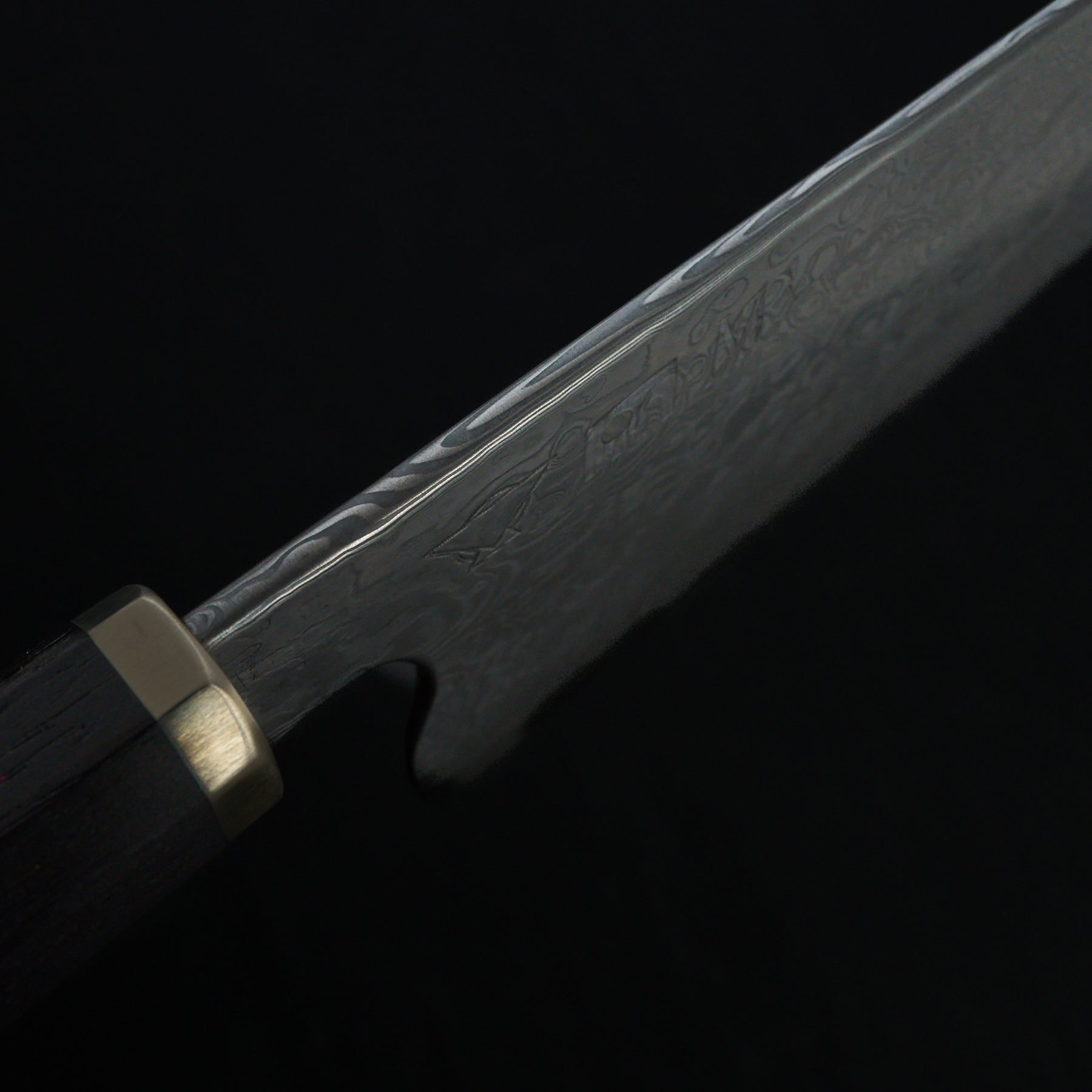 Gyuto 230mm Damasteel Clad Apex Ultra GoMai By Tobias Hangler & Erik Gulikson – blade close-up