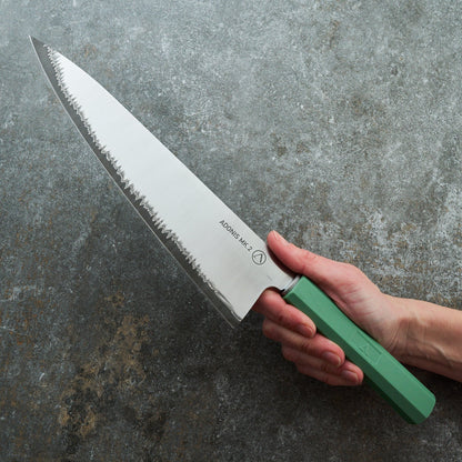 Gyuto 240mm MK.2 Stainless Clad 'Machine Green' – blade close-up