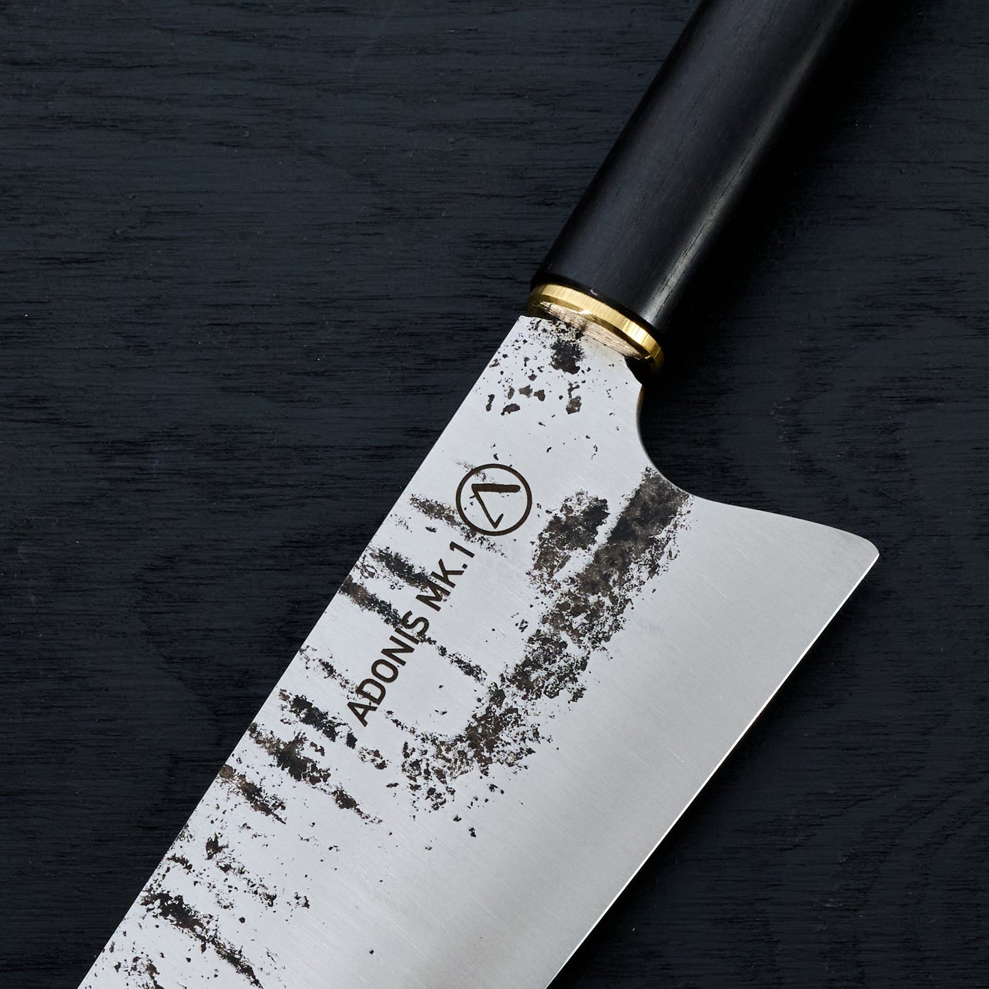 Adonis Mk.1 Gyuto 230mm 1.2442 Mono Laos Ebony handle – side profile