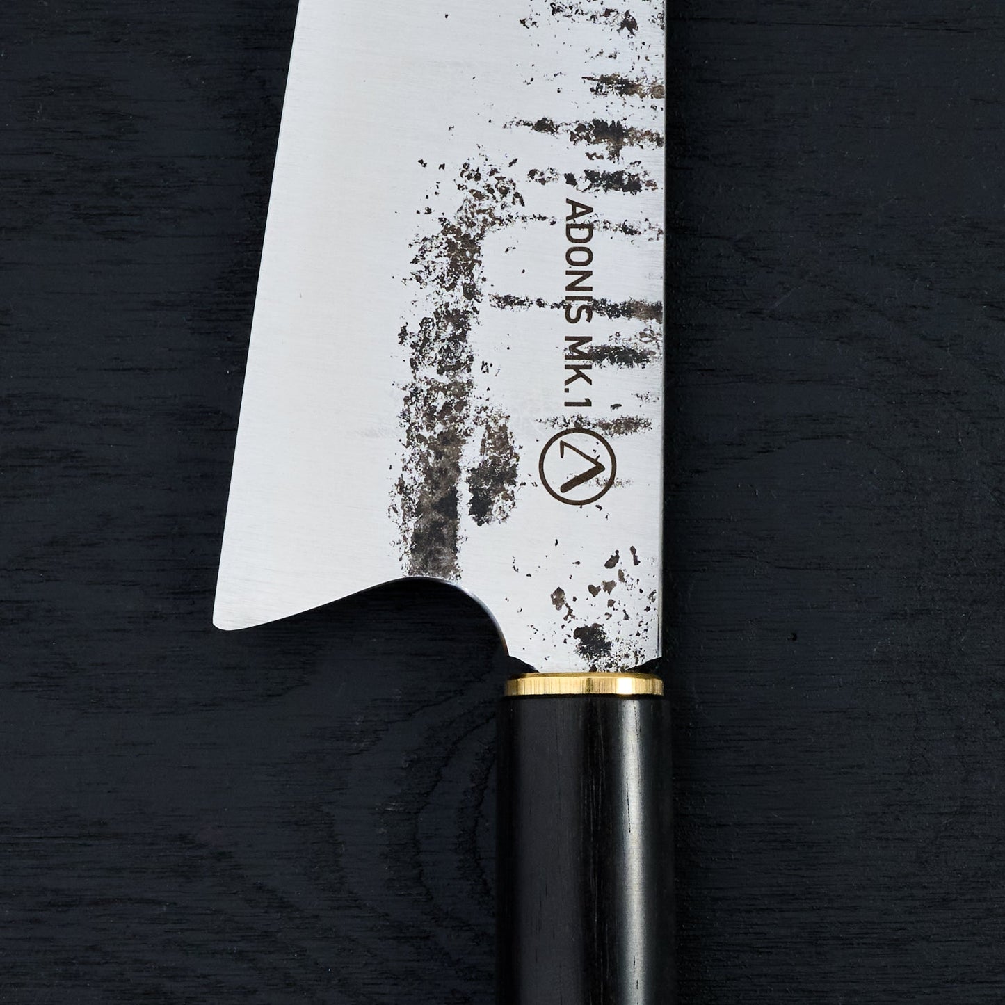 Adonis Mk.1 Gyuto 230mm 1.2442 Mono Laos Ebony handle – handle detail