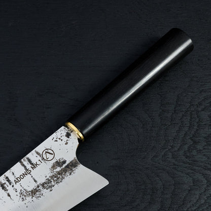 Adonis Mk.1 Gyuto 230mm 1.2442 Mono Laos Ebony handle – detail view