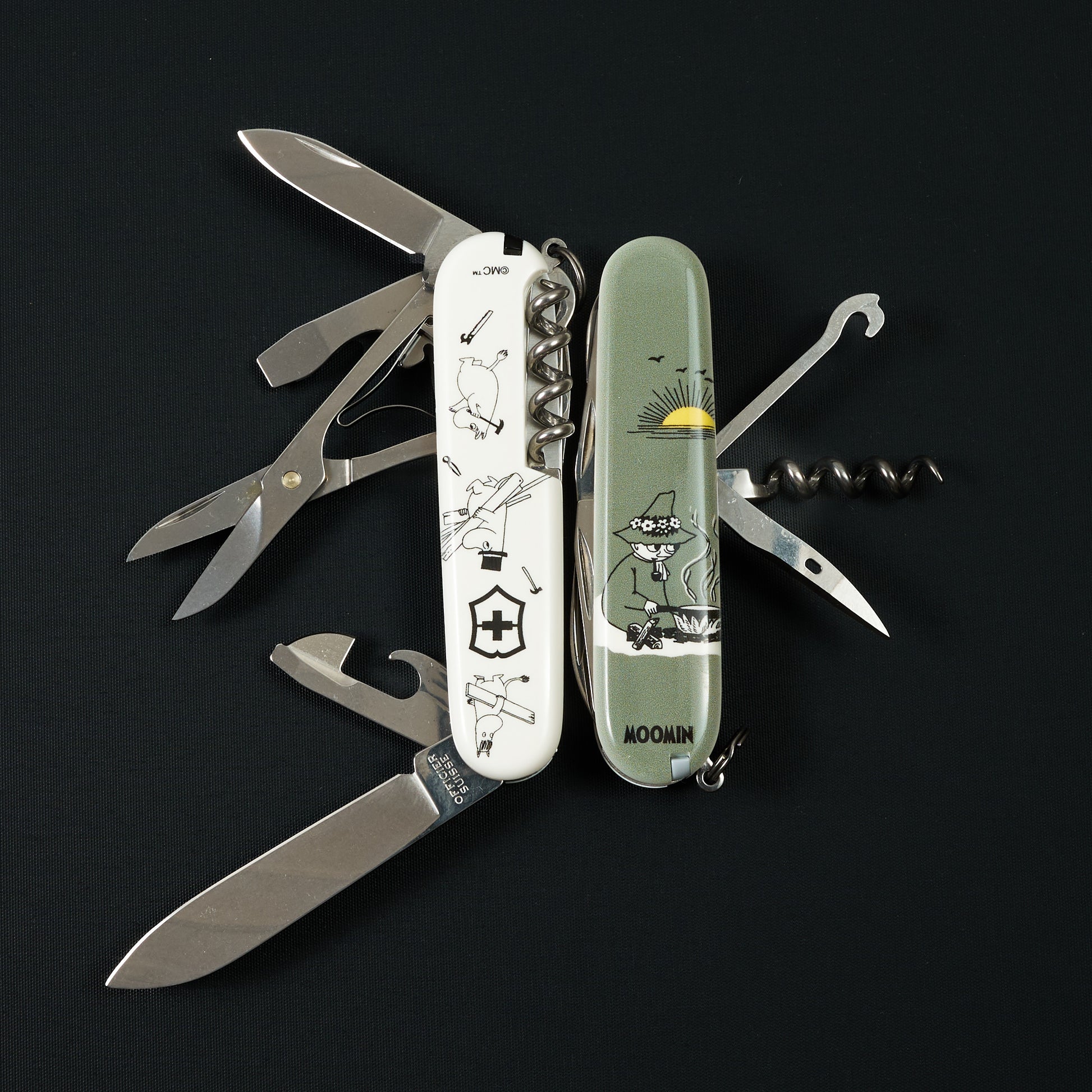 Moomin x Victorinox Climber – Complete Limited Edition Set (All Three Designs) – detail view