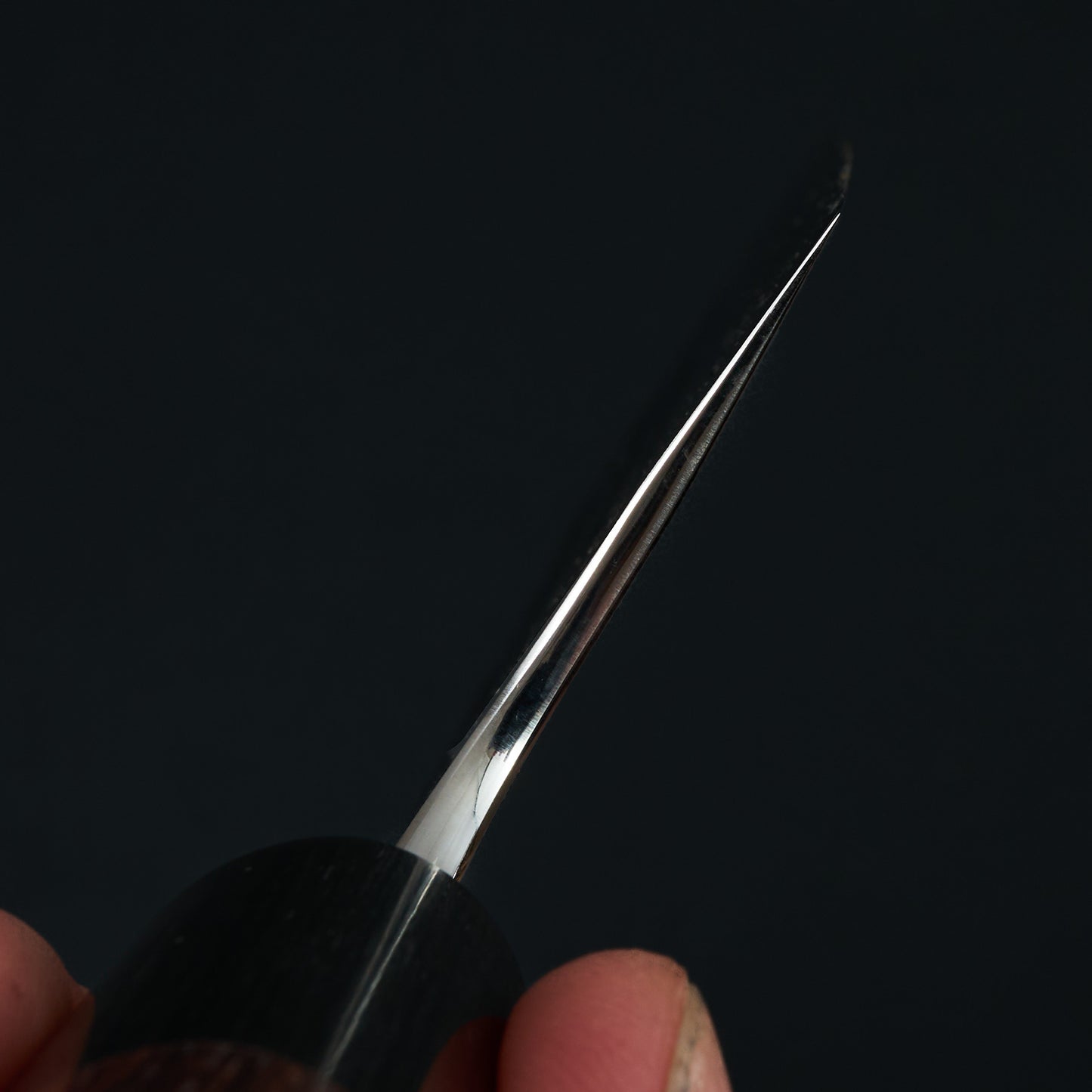 Nakiri 165mm Blue #2 Stainless Clad Tsuchime Rosewood – blade close-up