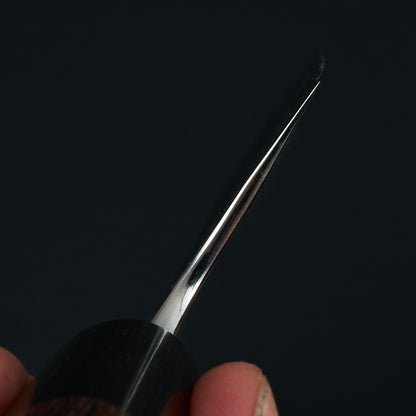 Nakiri 165mm Blue #2 Stainless Clad Tsuchime Rosewood – blade close-up
