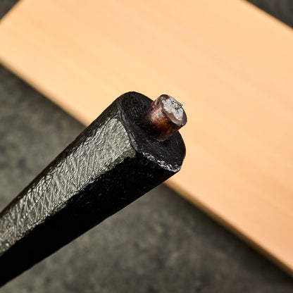Nakiri 170mm Cru-Core GoMai (0.95C) Copper & 15N20 Cladding – handle detail