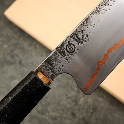 Nakiri 170mm Cru-Core GoMai (0.95C) Copper & 15N20 Cladding – side profile