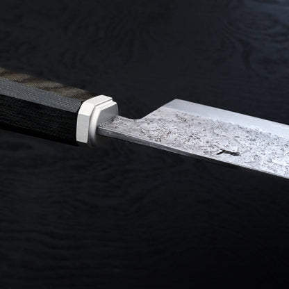 Nakiri 170mm Damascus Clad AU Takedown – blade close-up