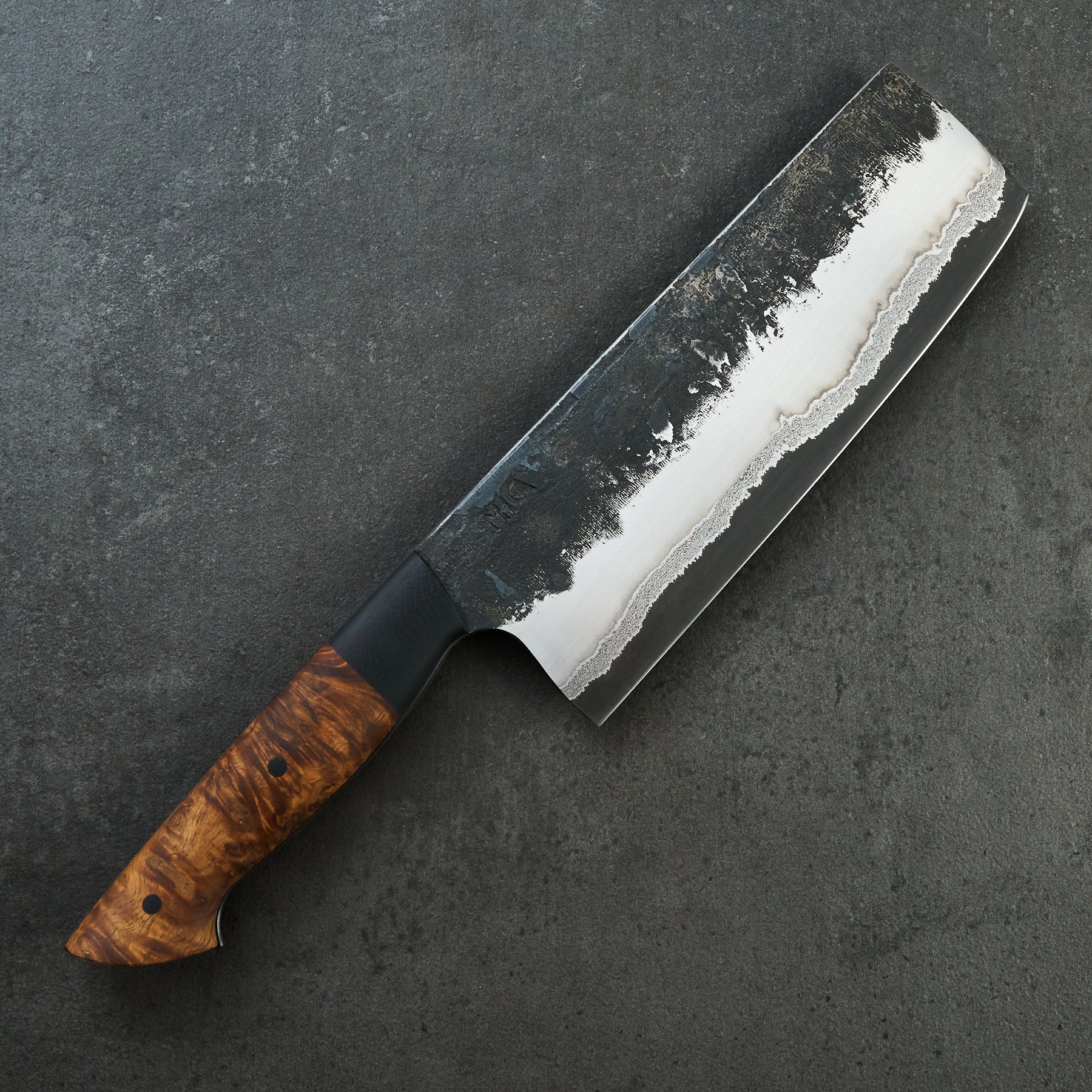 Nakiri 170mm 'San Mai Mascus' 1.2419 Stainless Clad Mango