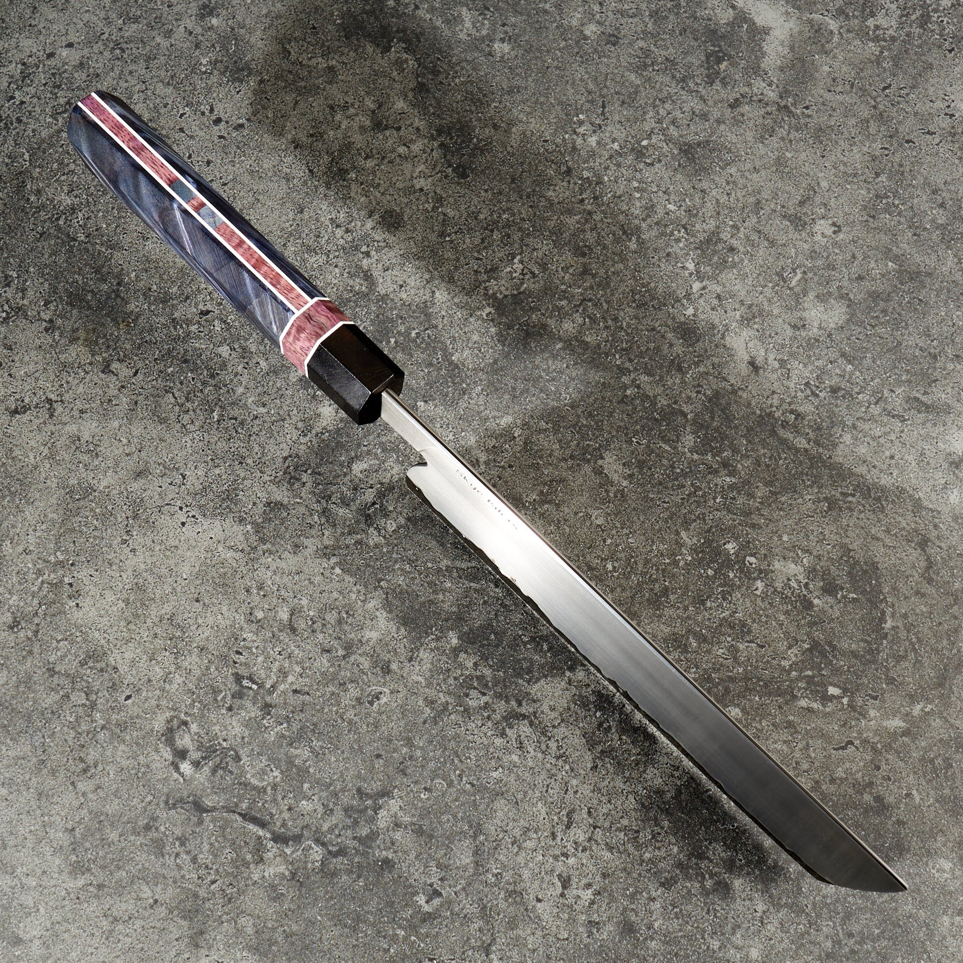 Nakiri 175mm Vtoku2 Stainless Clad Cottonwood Frame Handle – handle detail