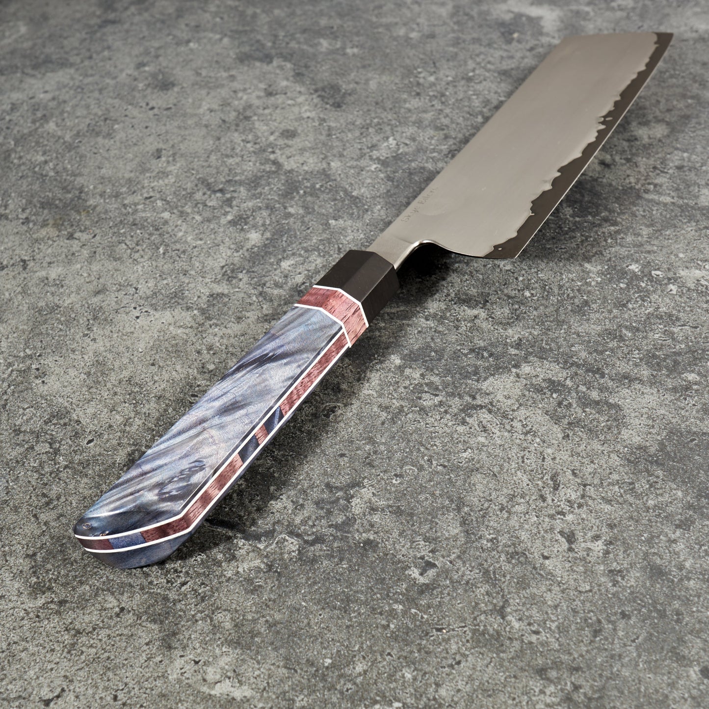 Nakiri 175mm Vtoku2 Stainless Clad Cottonwood Frame Handle – detail view