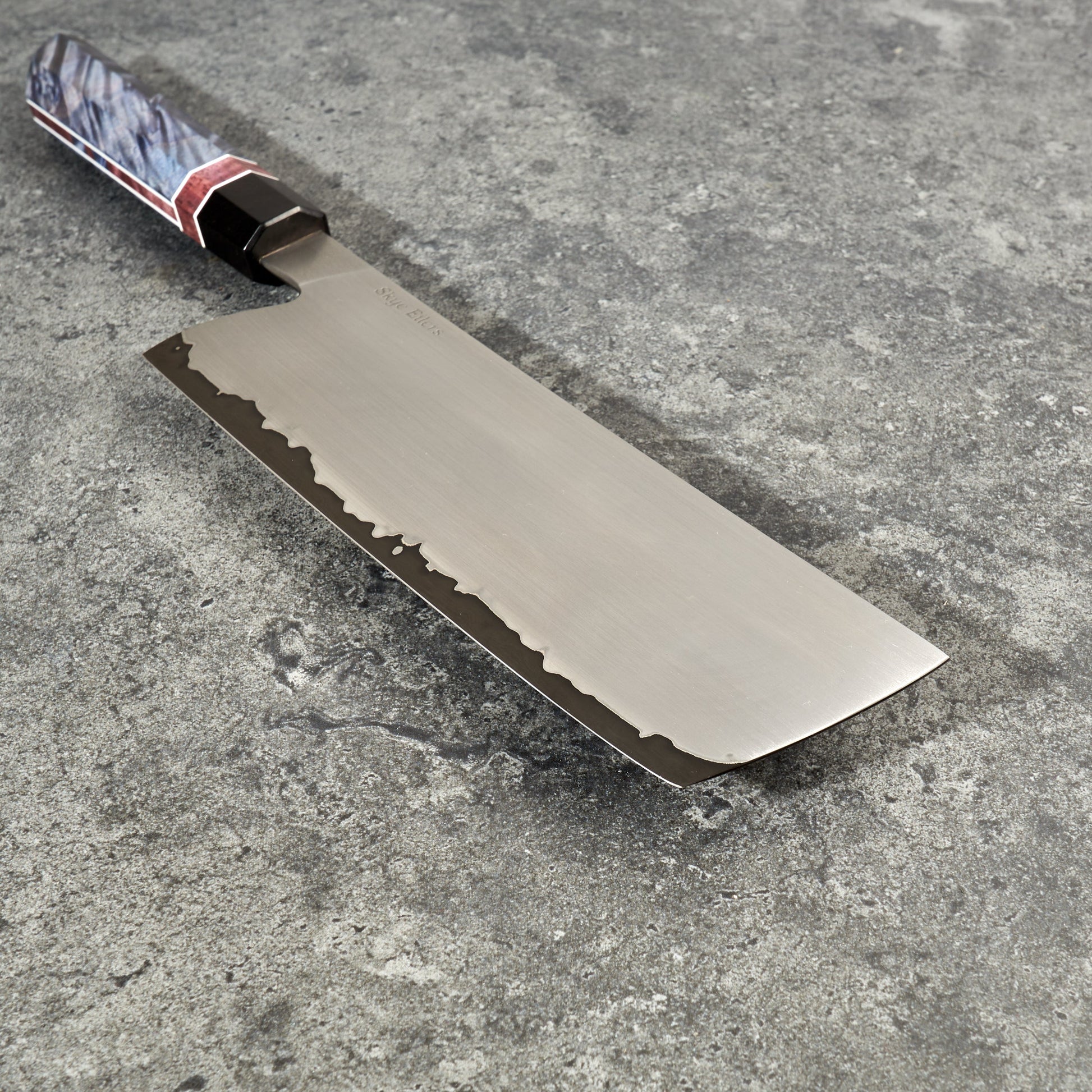 Nakiri 175mm Vtoku2 Stainless Clad Cottonwood Frame Handle – side profile