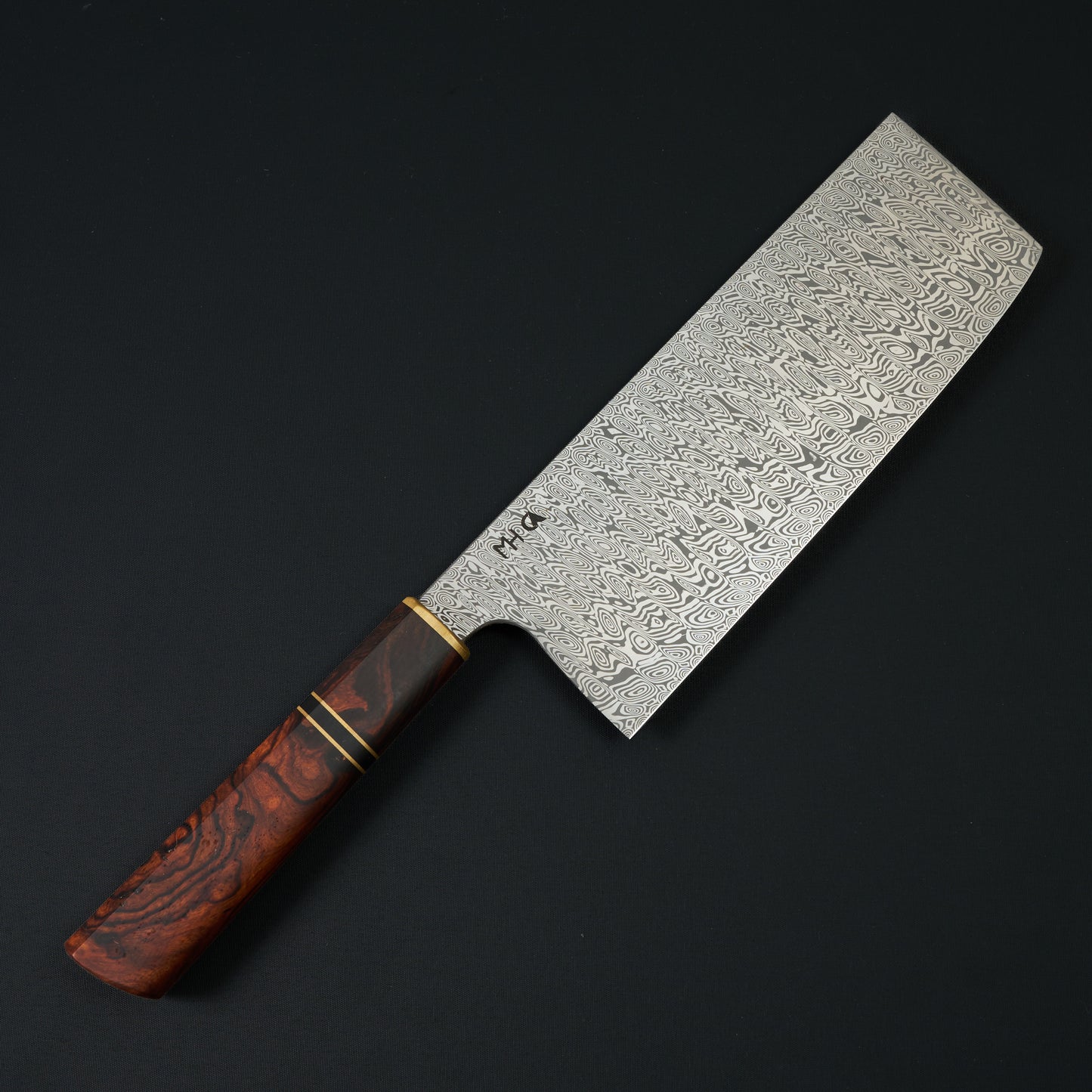 Nakiri 180mm Damasteel Desert Ironwood & Brass
