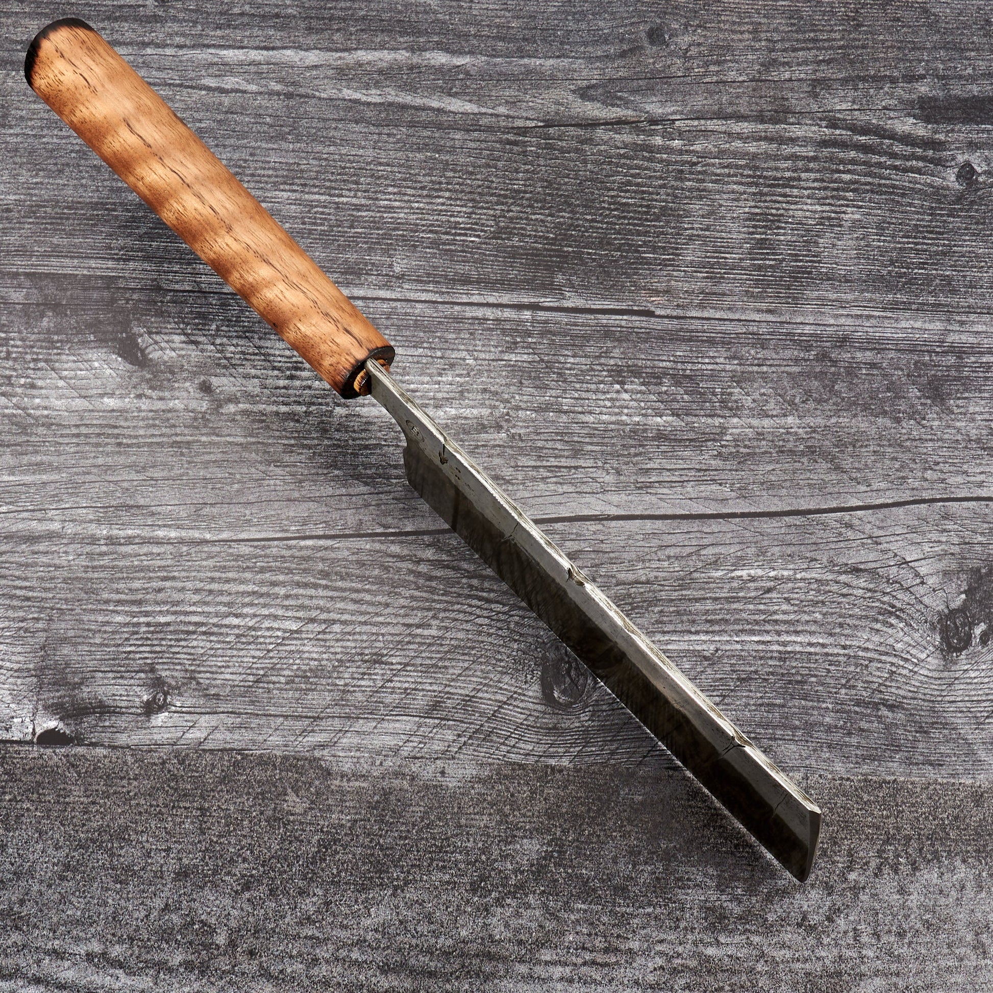 Nakiri 185mm x 62mm AS/A2 Super Dammy with Spotted Gum Grip – blade close-up