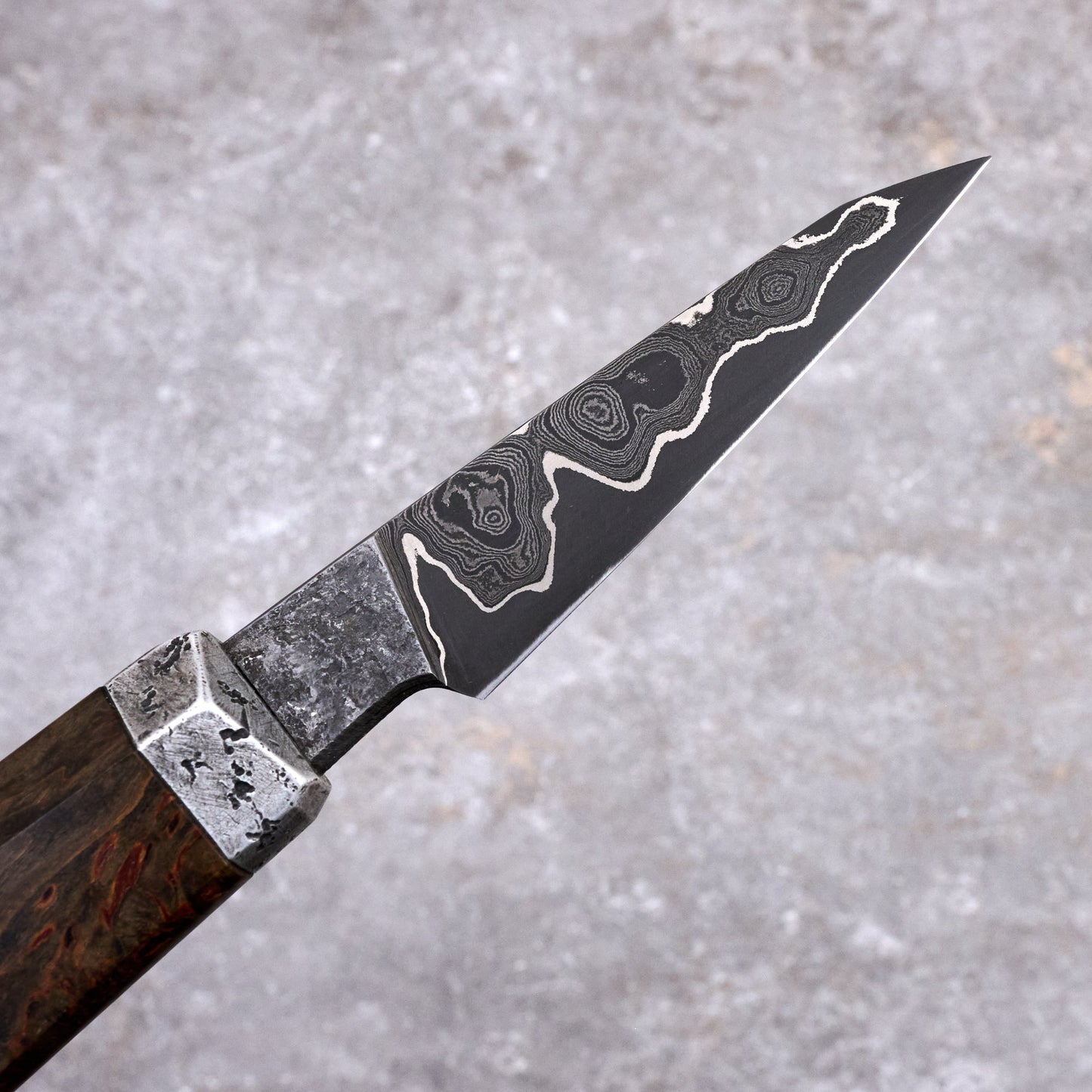 Huber X Karyś Parer 75mm GoMai Damascus, Nickel & Apex Ultra – side profile