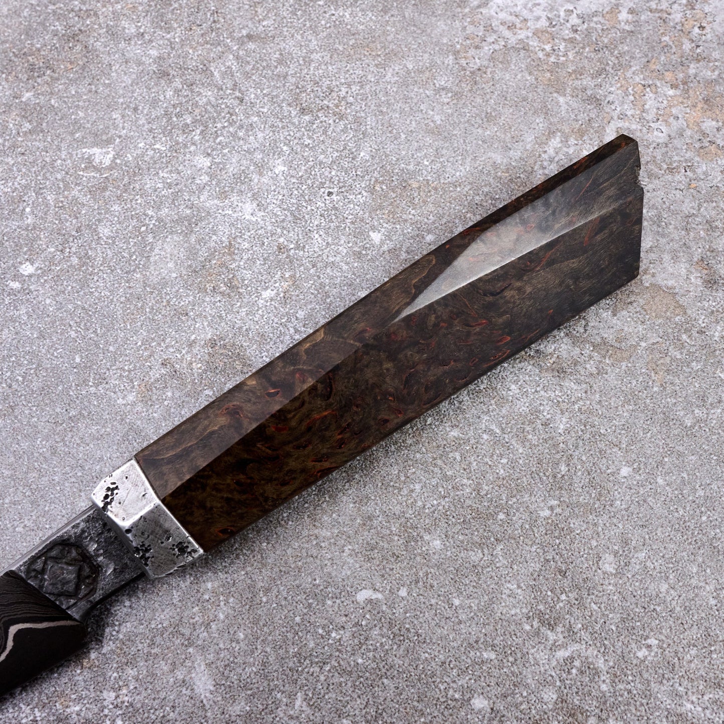 Huber X Karyś Parer 75mm GoMai Damascus, Nickel & Apex Ultra – blade close-up