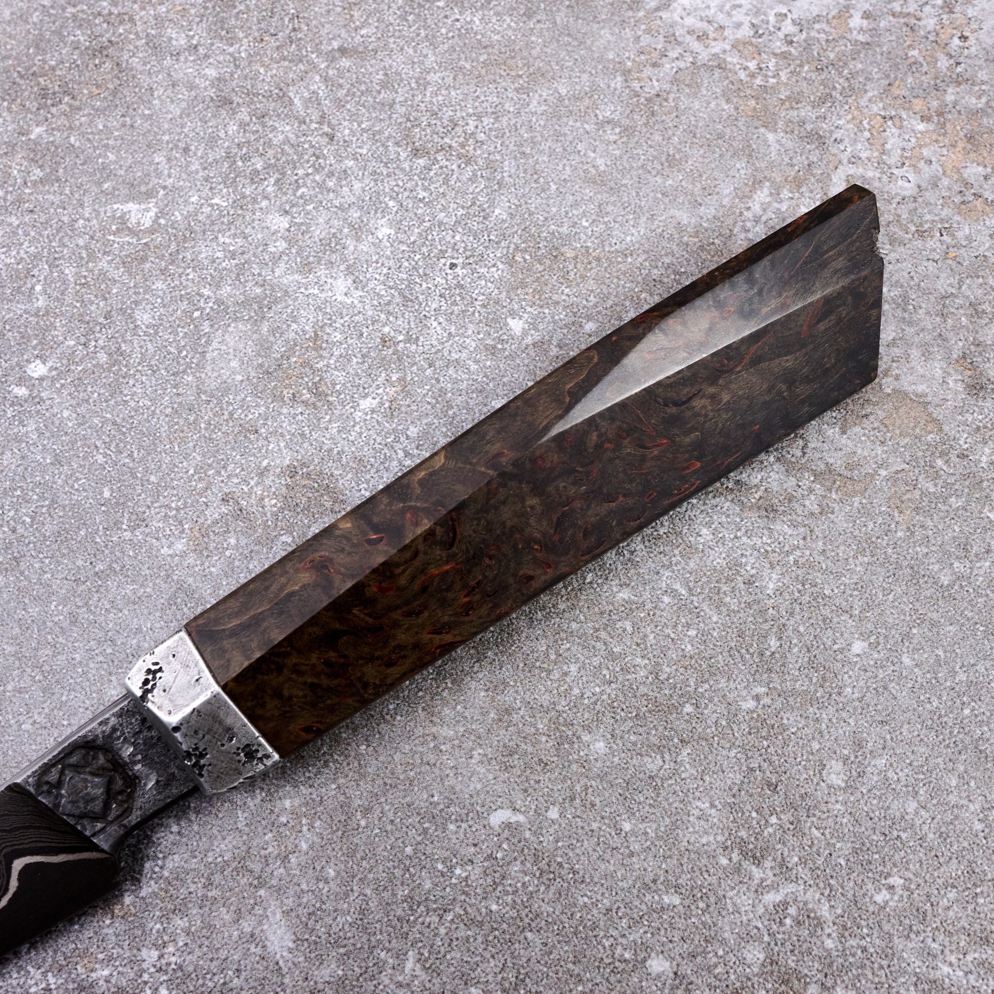 Huber X Karyś Parer 75mm GoMai Damascus, Nickel & Apex Ultra – blade close-up