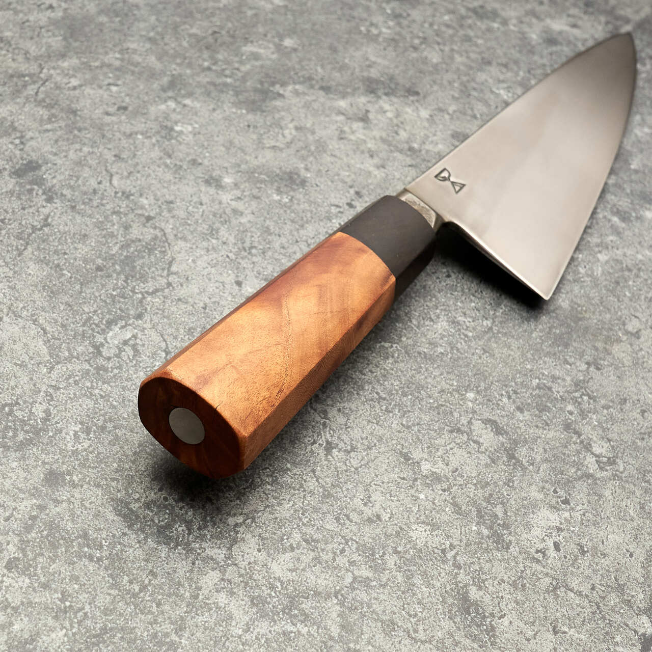 Radiona Breg Gyuto 225mm 1.2562 Honyaki African Blackwood and Almond Handle - Handle