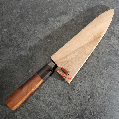 Radiona Breg Gyuto 225mm 1.2562 Honyaki African Blackwood and Almond Handle - Saya