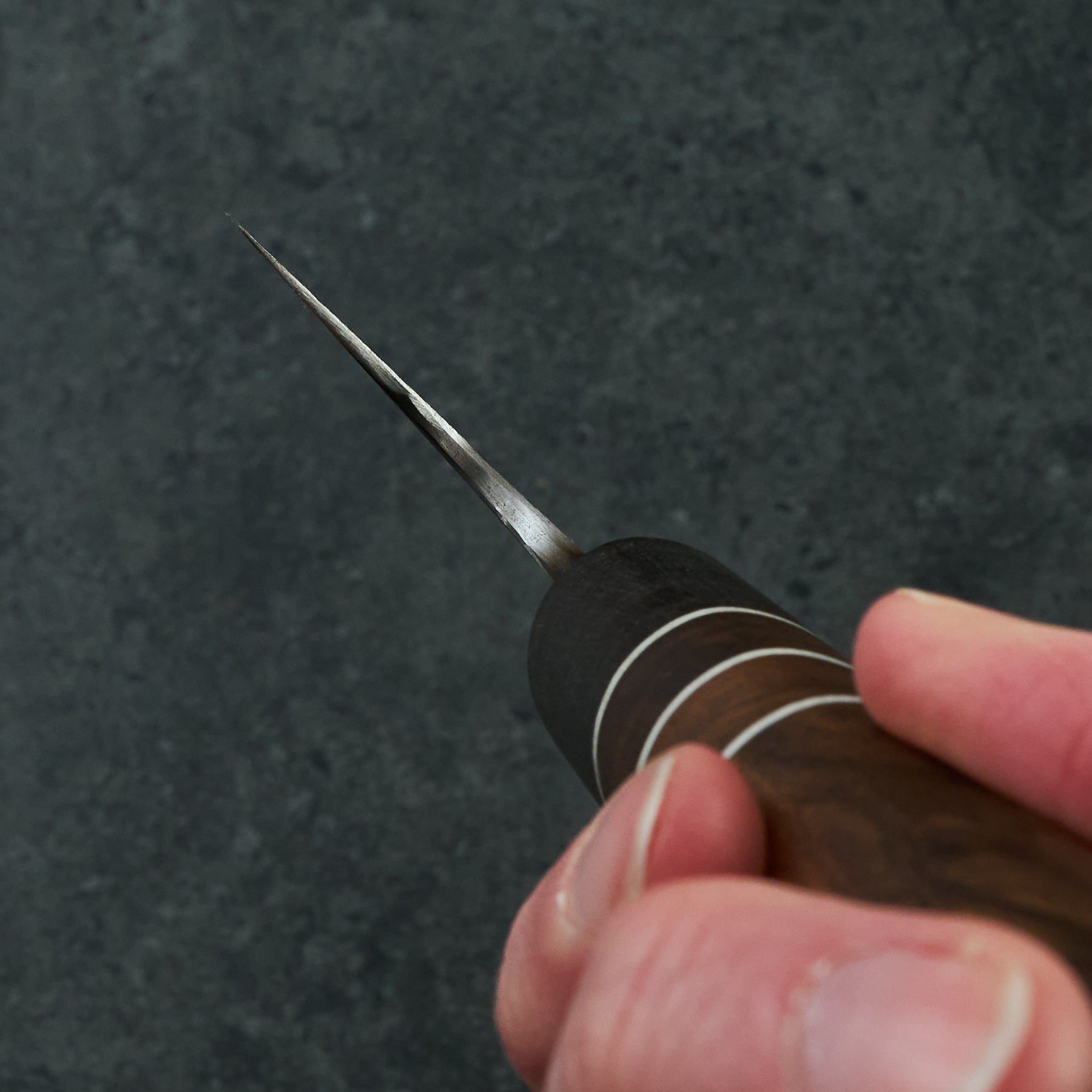 Santoku 180mm 100 Layer Damascus Turkish Walnut – side profile