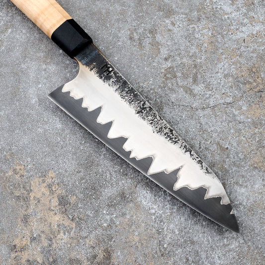 Santoku 180mm Stainless Clad GoMai 1.2419 Curly Maple & Bog Oak