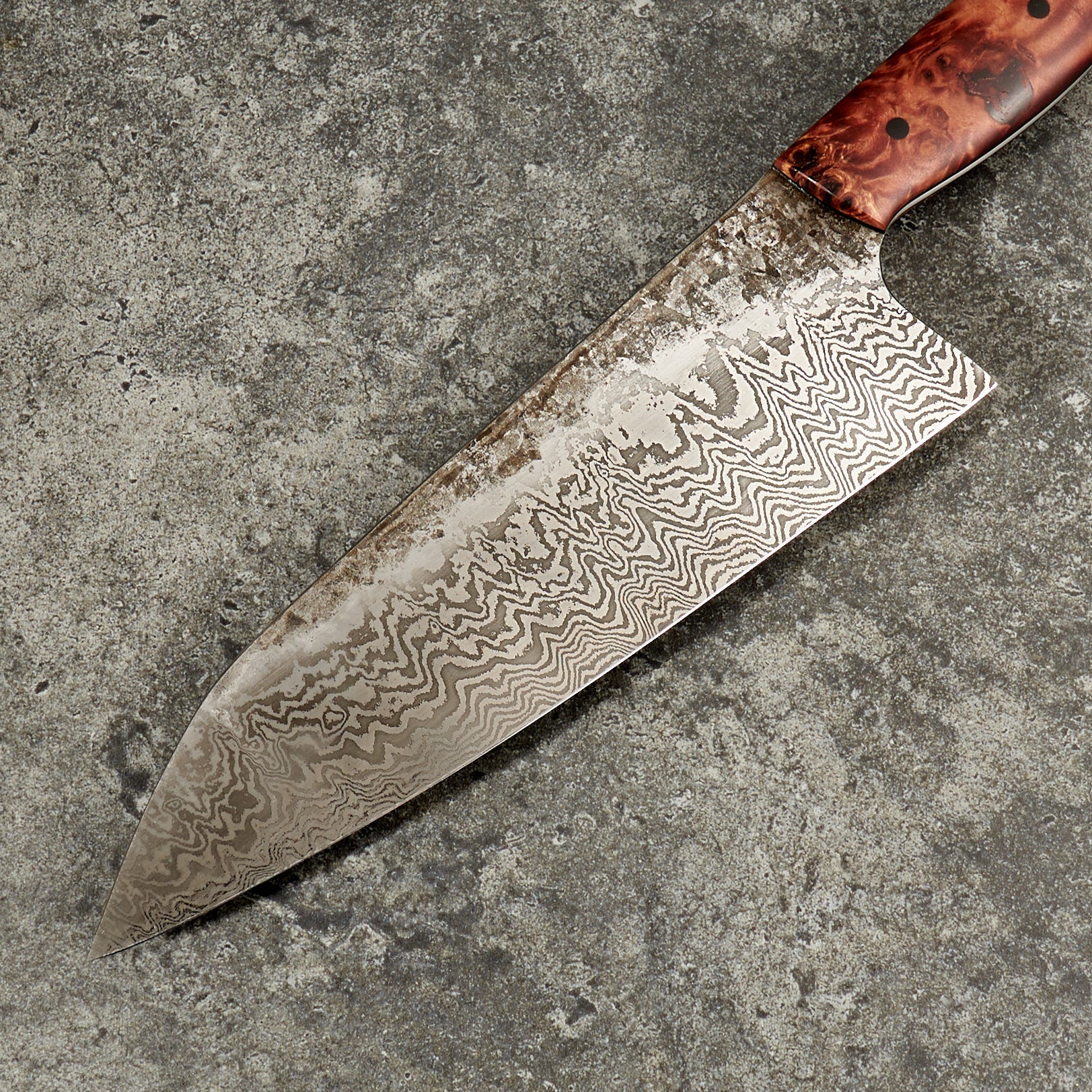 Santoku 190mm 60 layer Damascus Full Tang – blade close-up