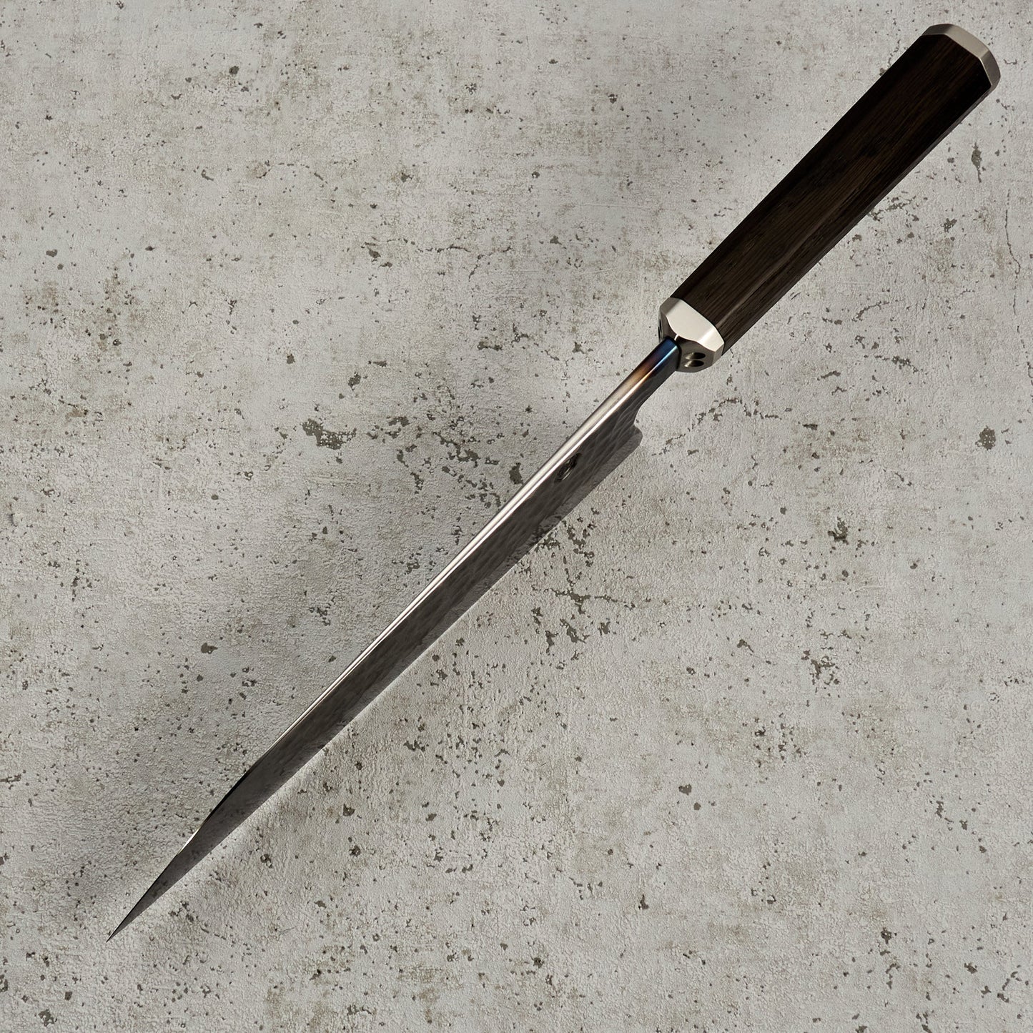 Santoku 210mm 'Denty' KU Bog Oak & Stainless – side profile