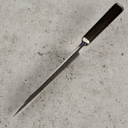 Santoku 210mm 'Denty' KU Bog Oak & Stainless – side profile