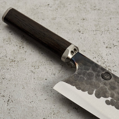 Santoku 210mm 'Denty' KU Bog Oak & Stainless – blade close-up