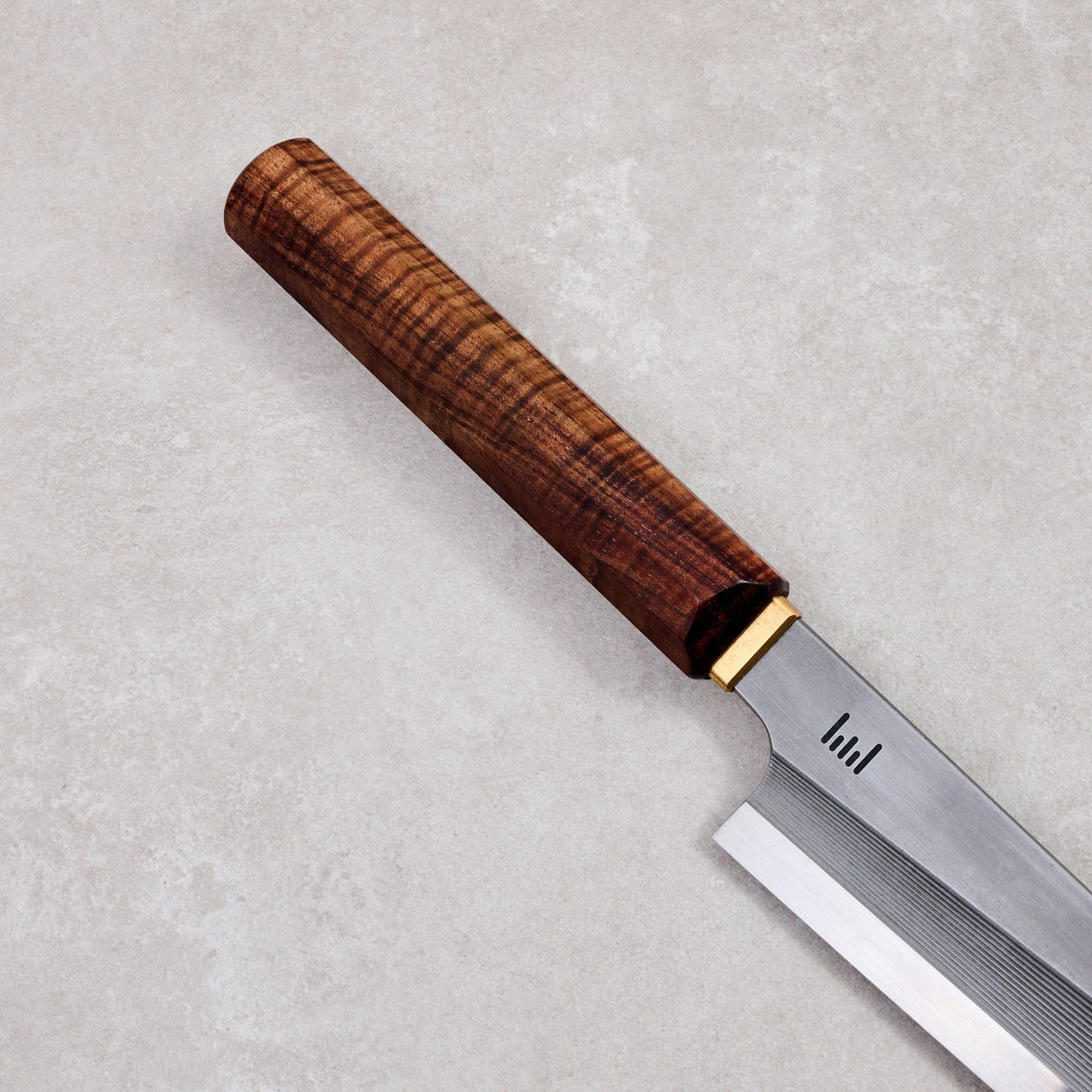 Slicer 265mm Ornamental Fluted S-Grind Blackwood and Brass – detail view